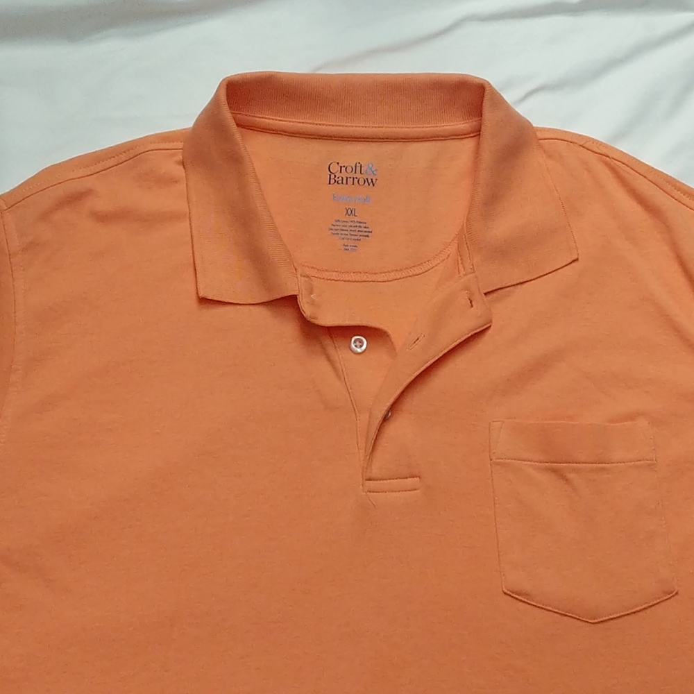 Croft & Barrow Shirt Men's Mens XXL Extra Soft Short Sleeve Polo Orange
